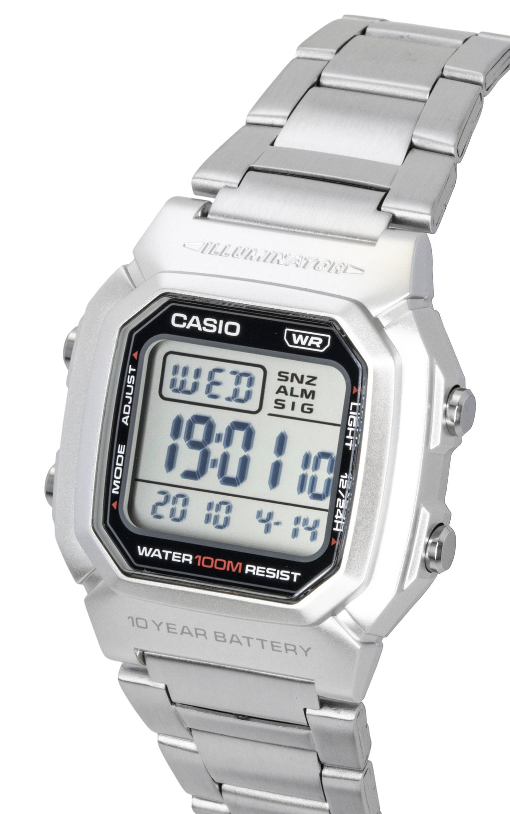 Casio Digital Stainless Steel Bracelet Quartz W-800HD-1AV 100M Men's Watch