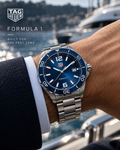 TAG Heuer Formula 1 Date WAZ1010.BA0842 blue dial watch on wrist