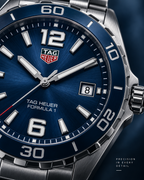 TAG Heuer Formula 1 Date WAZ1010.BA0842 blue dial and bezel macro detail