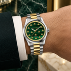 Gucci G-Timeless YA1264212 green malachite and 18K gold Multi-Bee watch lifestyle view