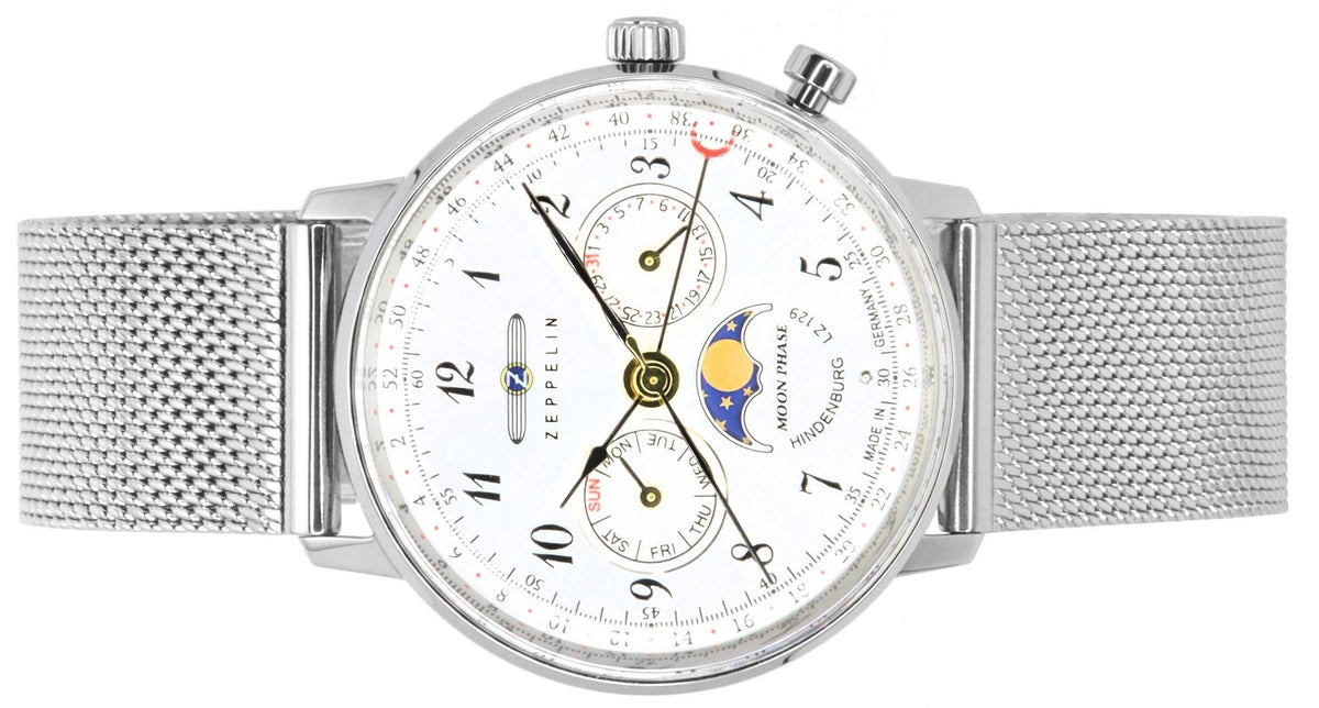 Zeppelin LZ129 Hindenburg Moonphase Silver Dial Quartz 7037M1 Women's Watch