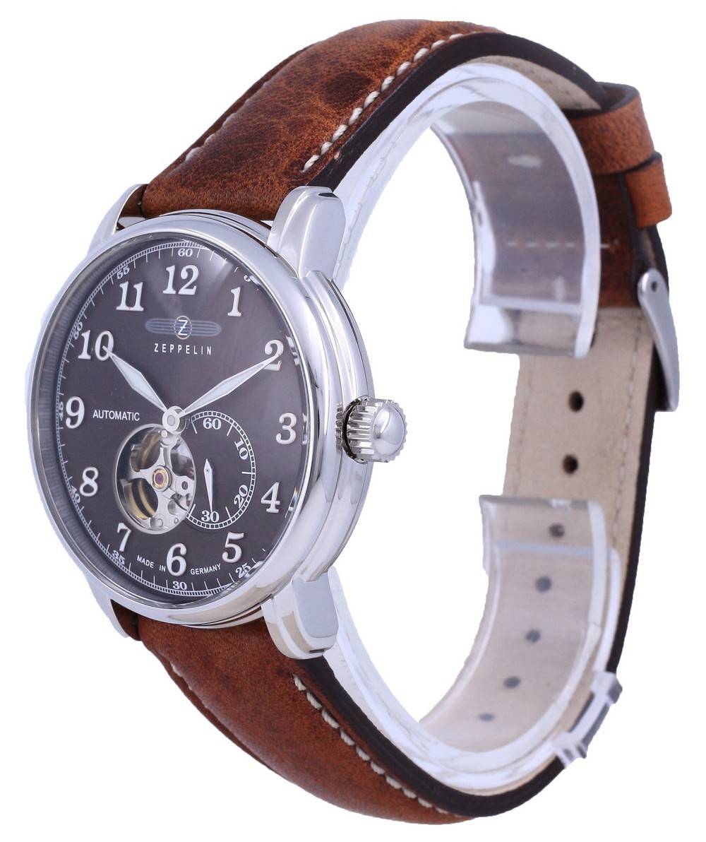 Zeppelin LZ127 Graf open hart leer automatisch 7666-4 76664 herenhorloge