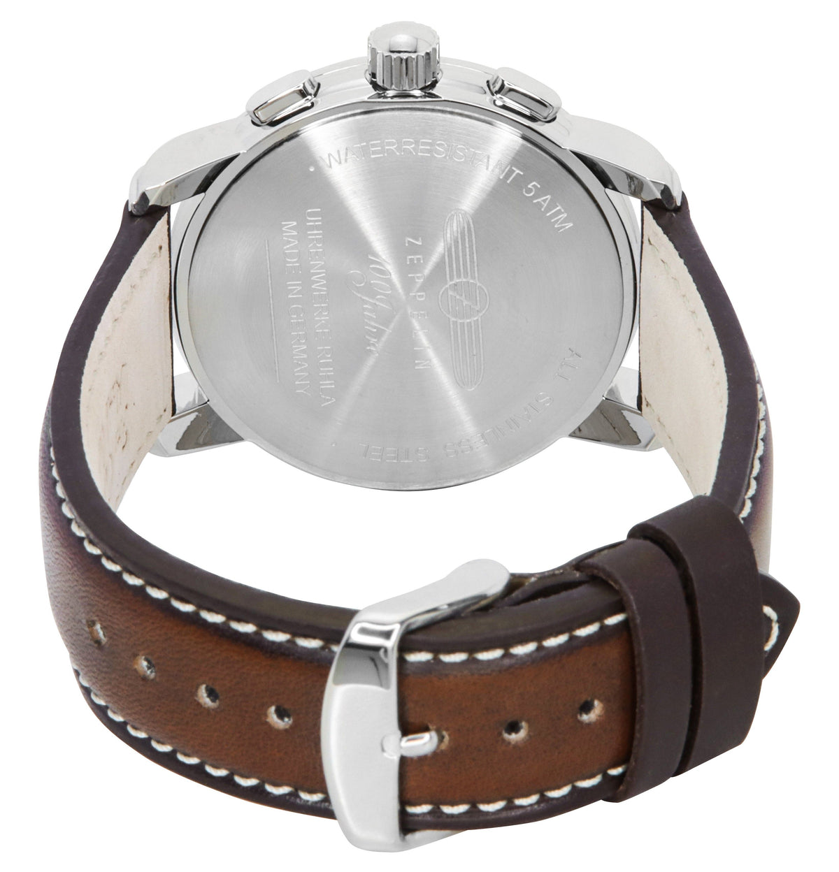 Zeppelin 100 Jahre chronograaf lederen band beige wijzerplaat quartz 76746 herenhorloge