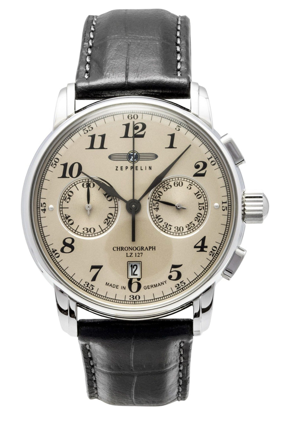 Zeppelin LZ127 Chronograph Lederarmband Champagner Zifferblatt Quarz 767885 Herrenuhr