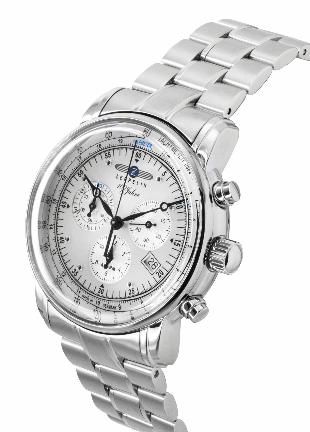Zeppelin 100 Jahre Chronograph Stainless Steel White Dial Quartz 7680MB1 Men's Watch