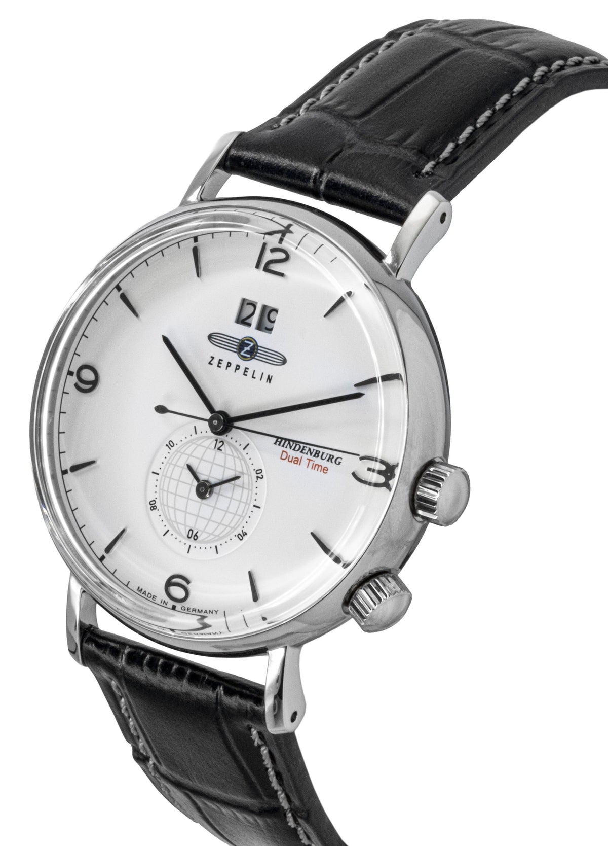 Zeppelin Hindenburg blauwe leren band witte wijzerplaat quartz 80441 herenhorloge