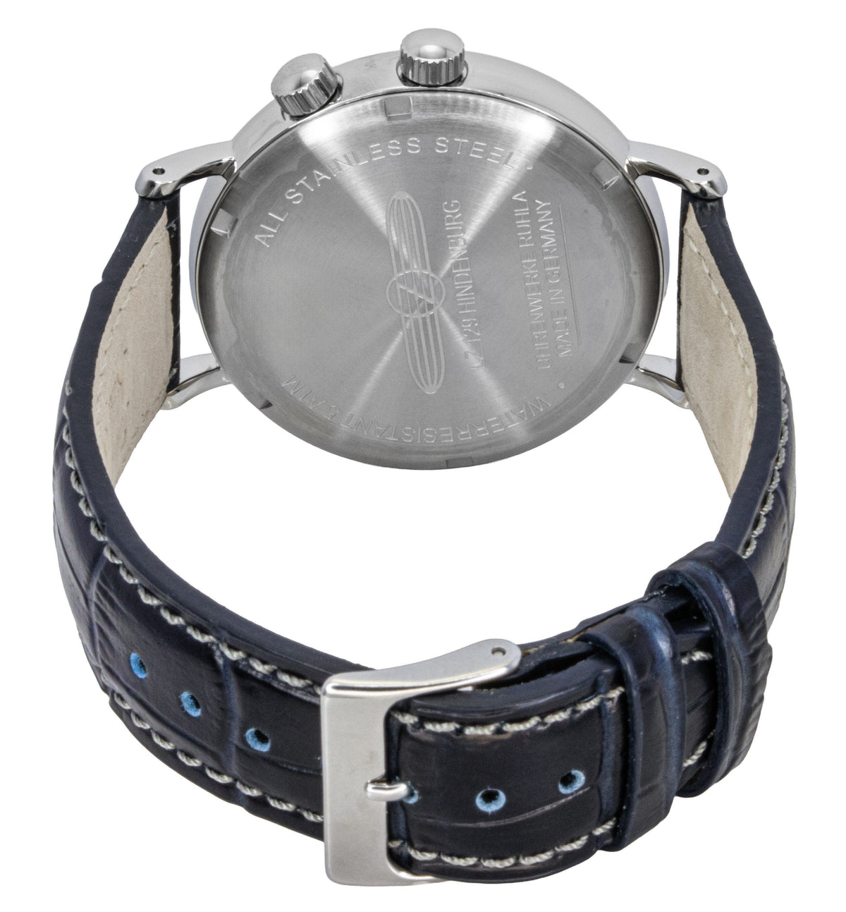 Zeppelin Hindenburg blauwe leren band witte wijzerplaat quartz 80441 herenhorloge