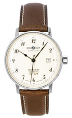 Zeppelin LZ129 Hindenburg Lederarmband Beiges Zifferblatt Automatik 80565 Herrenuhr
