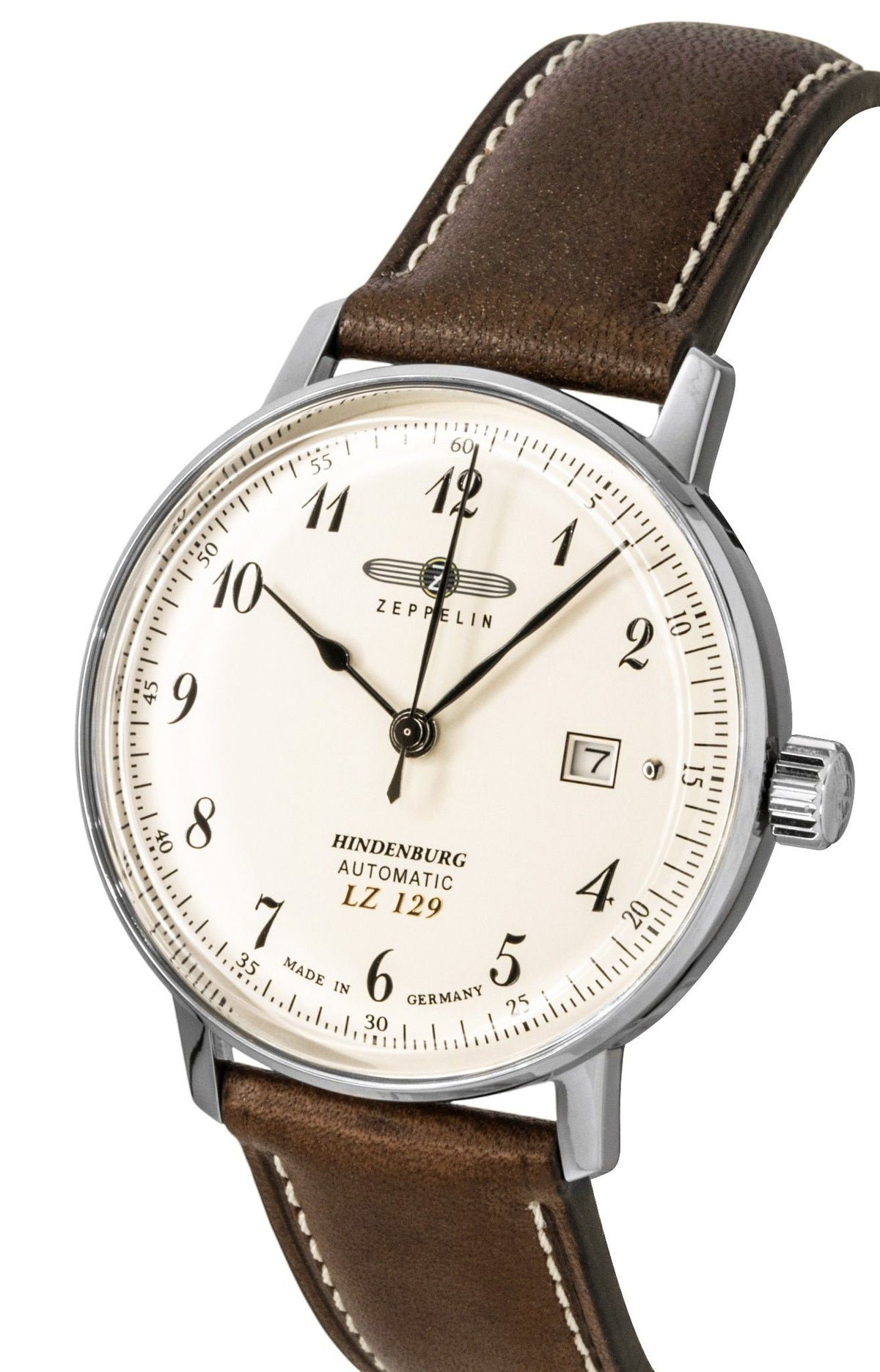 Orologio da uomo Zeppelin LZ129 Hindenburg, automatico, quadrante beige, cinturino in pelle, 80565