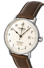 Zeppelin LZ129 Hindenburg Lederarmband Beiges Zifferblatt Automatik 80565 Herrenuhr