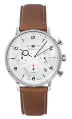 Zeppelin LZ129 Hindenburg Chronograph Herrenuhr mit braunem Lederarmband, beigem Zifferblatt und Solarfunktion 80865N