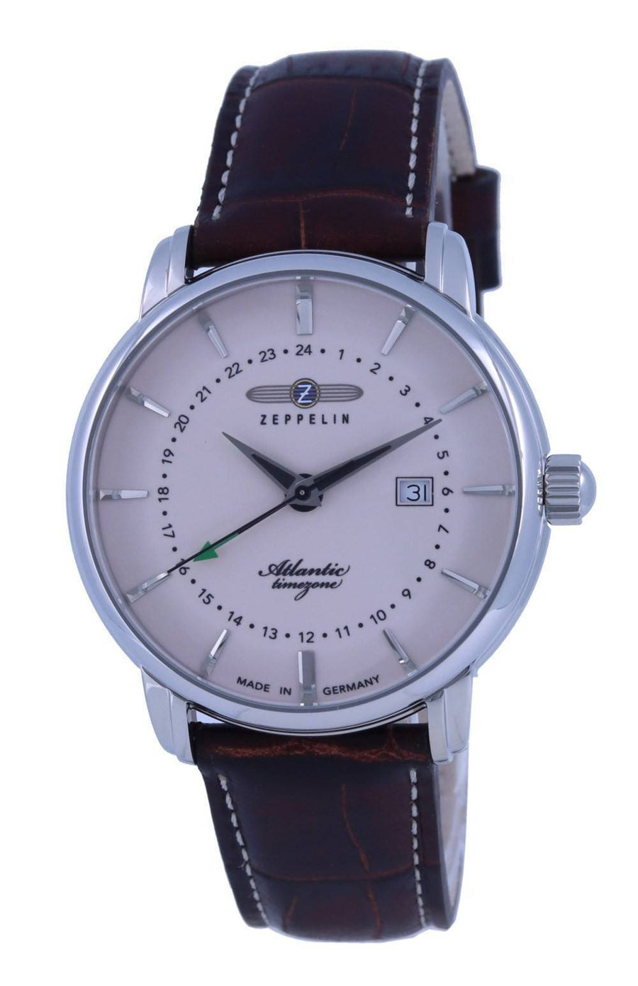 Zeppelin Atlantic Beige Zifferblatt Lederarmband Quarz 8442-5 84425 Herrenuhr