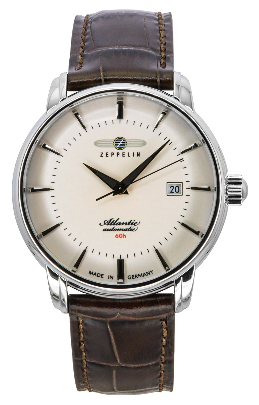 Zeppelin Atlantic Lederarmband Vollluminöses beiges Zifferblatt Automatik 84605 Herrenuhr