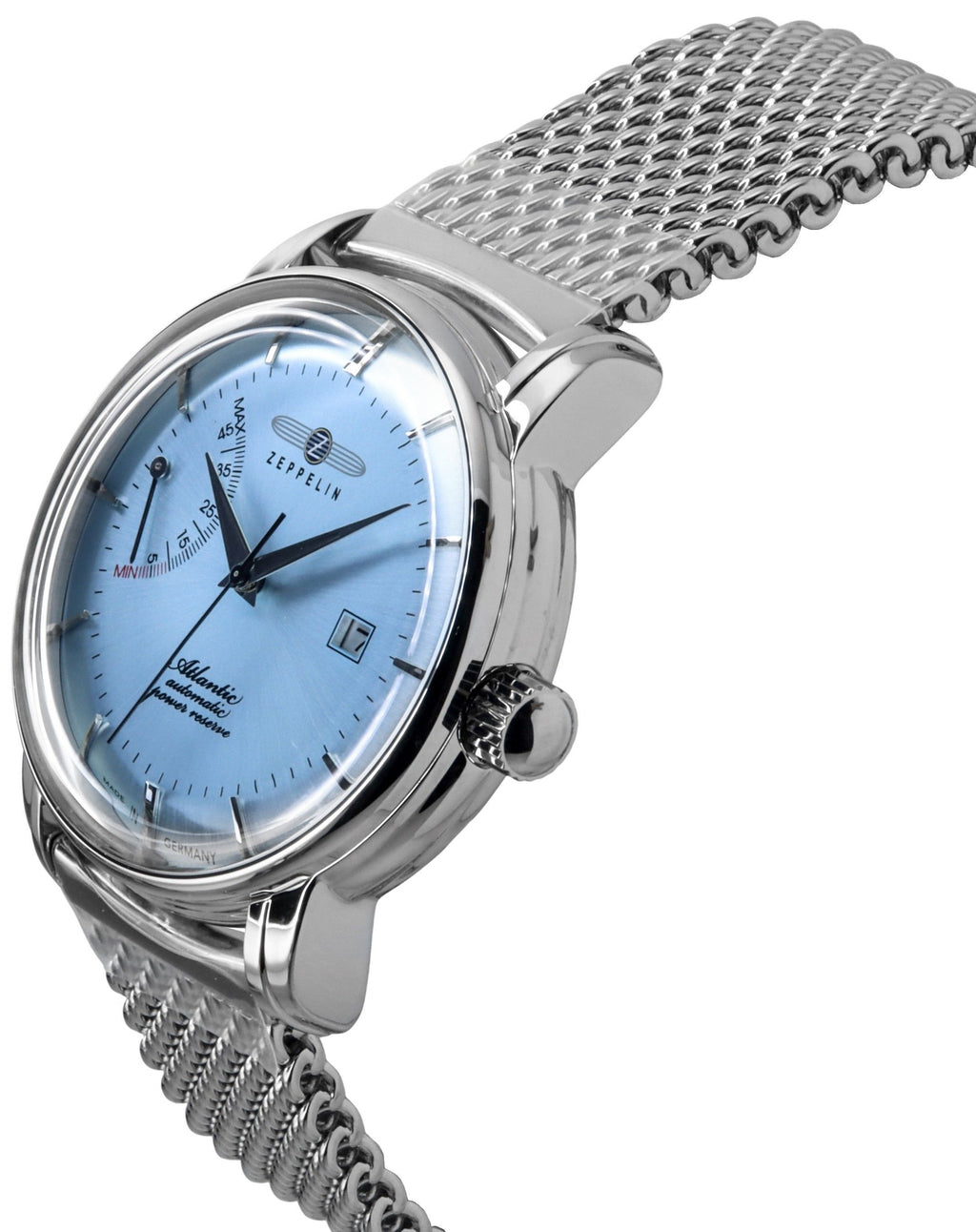 Zeppelin Atlantic Stainless Steel Ice Blue Dial Automatic 8462M6 Men's Watch