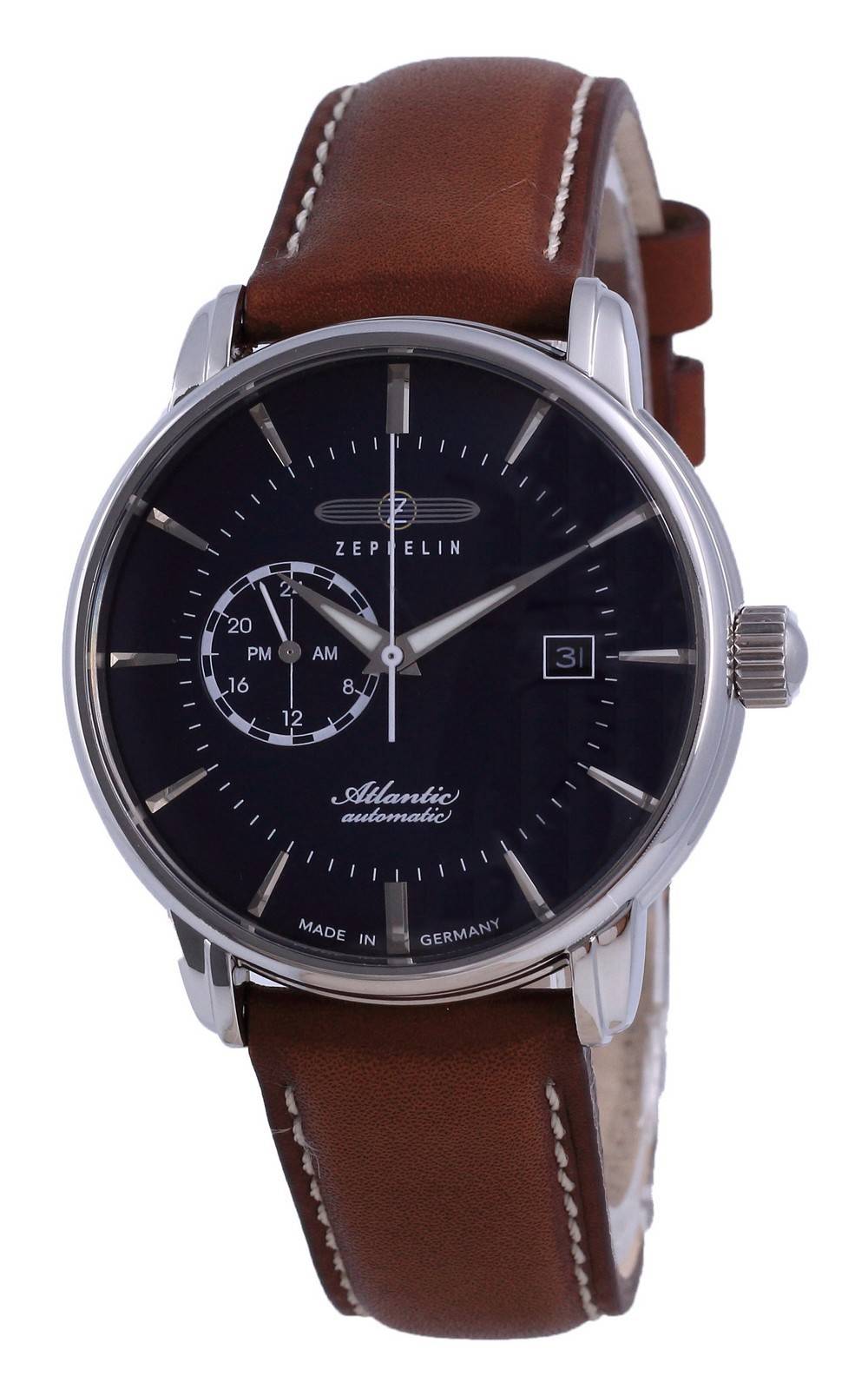 Zeppelin Atlantic Blue Dial lederen automatisch 8470-3 84703 herenhorloge