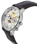 Zeppelin Friedrichshafen Lederarmband Goldfarbenes Zifferblatt Quarz 85375 Damenuhr