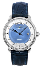 Zeppelin Friedrichshafen Blaue Lederarmband Automatikuhr mit blauem Zifferblatt für Herren 85623