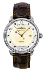 Zeppelin Friedrichshafen Brown Leather Strap Gold Dial Automatic 85625 Men's Watch