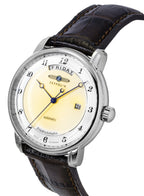 Zeppelin Friedrichshafen Brown Leather Strap Gold Dial Automatic 85625 Men's Watch