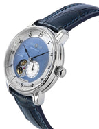 Zeppelin Friedrichshafen Leather Strap Blue Open Heart Dial Automatic 85663 Men's Watch