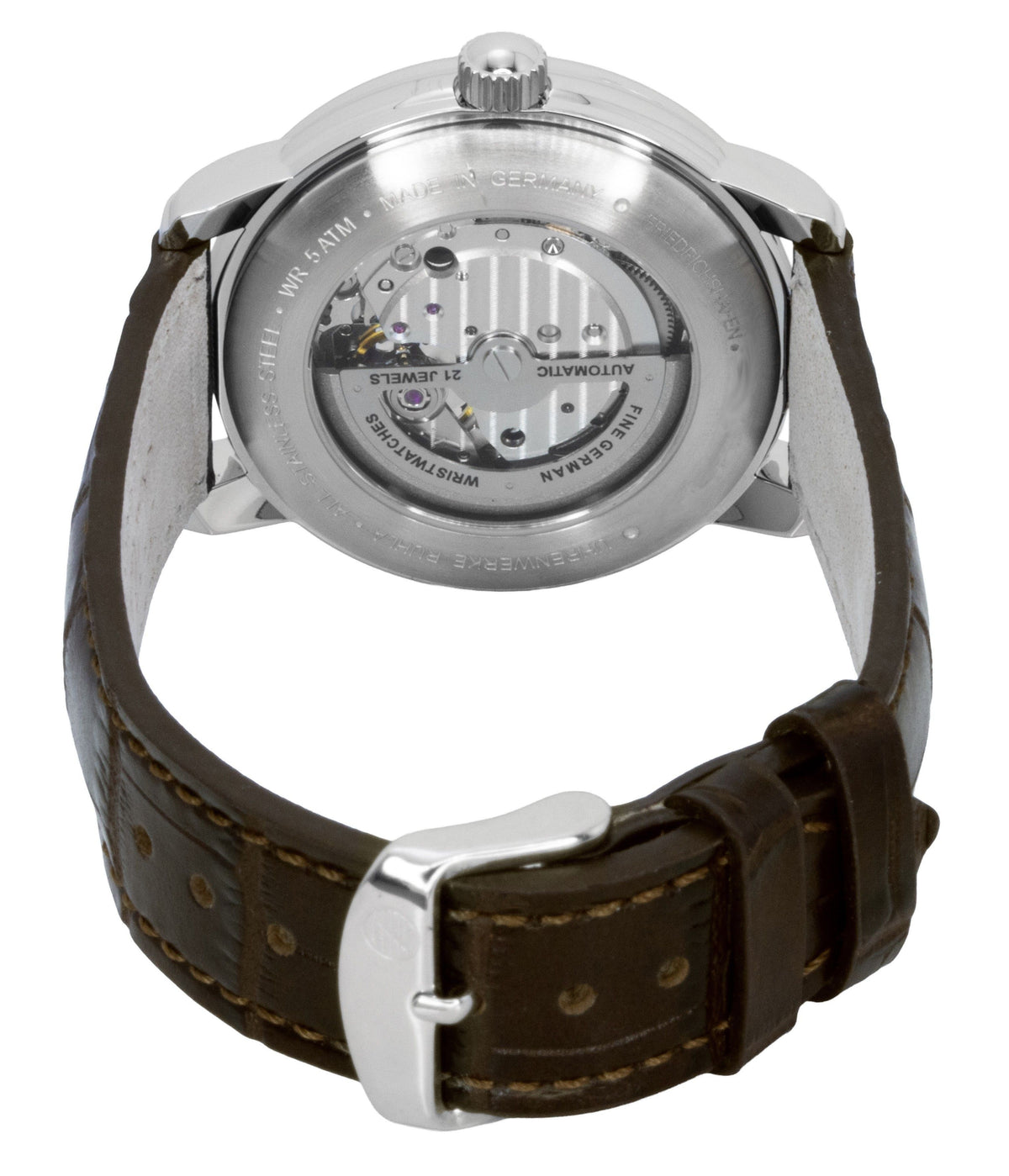 Zeppelin Friedrichshafe bruin lederen band open hart gouden wijzerplaat automatisch 85665 herenhorloge