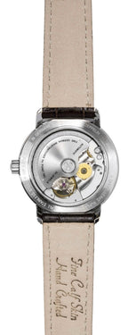 Zeppelin Friedrichshafen Leather Strap Open Heart Gold Dial Automatic 85675 Women's Watch