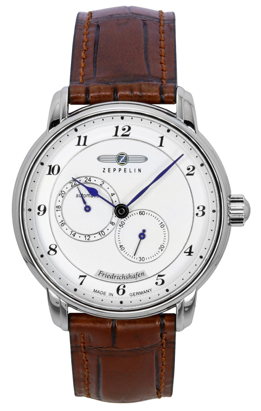 Zeppelin Friedrichshafen Lederarmband Weißes Zifferblatt Automatik 85681 Herrenuhr
