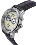 Zeppelin Friedrichshafen Chronograph Lederarmband Gold Zifferblatt Quarz 85845 Herrenuhr
