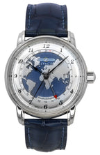 Zeppelin Friedrichshafen GMT Lederarmband Blaues Zifferblatt Automatik 85963 Herrenuhr