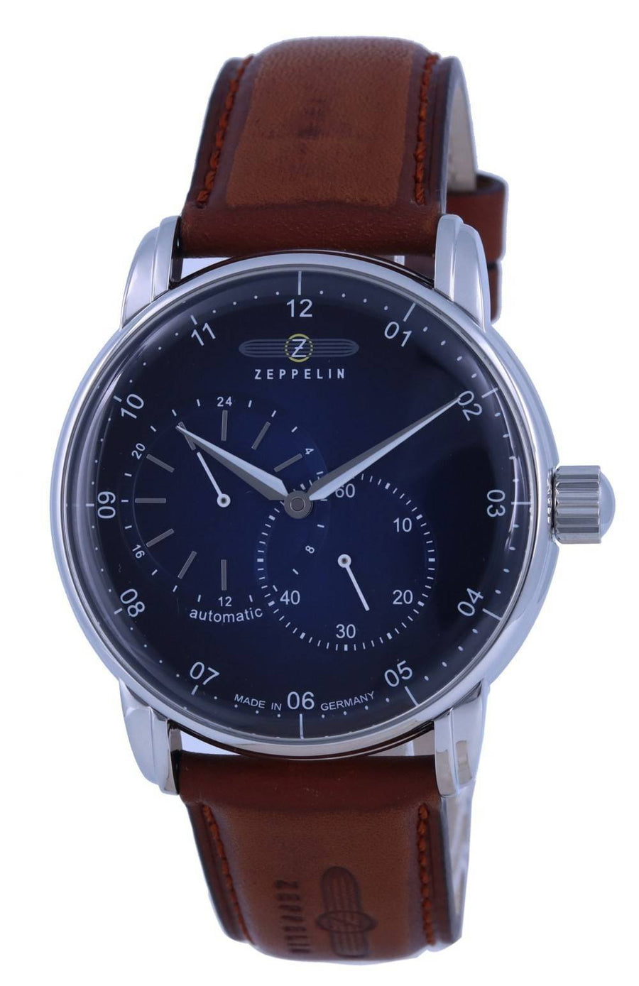 Zeppelin New Captain's Line Blaues Zifferblatt Lederarmband Automatikuhr 8662-3 86623 Herrenuhr