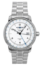 Zeppelin 100 Jahre GMT Edelstahl Silbernes Zifferblatt Automatik 8666MB1 Herrenuhr