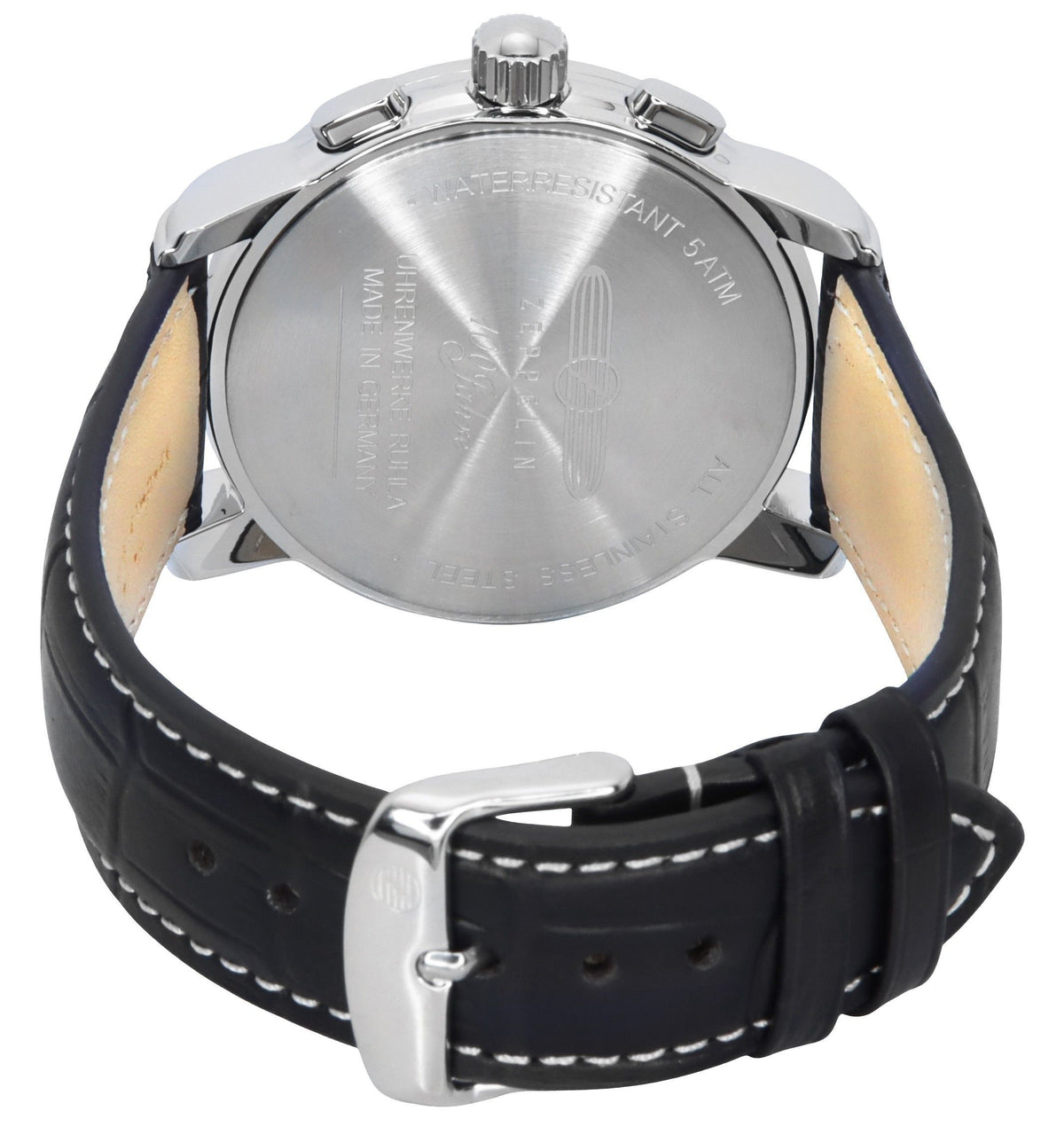 Zeppelin 100 Jahre Chronograph Leather Strap Silver Dial Quartz 86701 Men's Watch