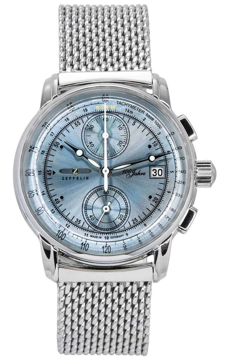 Zeppelin 100 Jahre Ed. 1 Chronograph Ice Blue Dial Quarz 8670M4 Herrenuhr