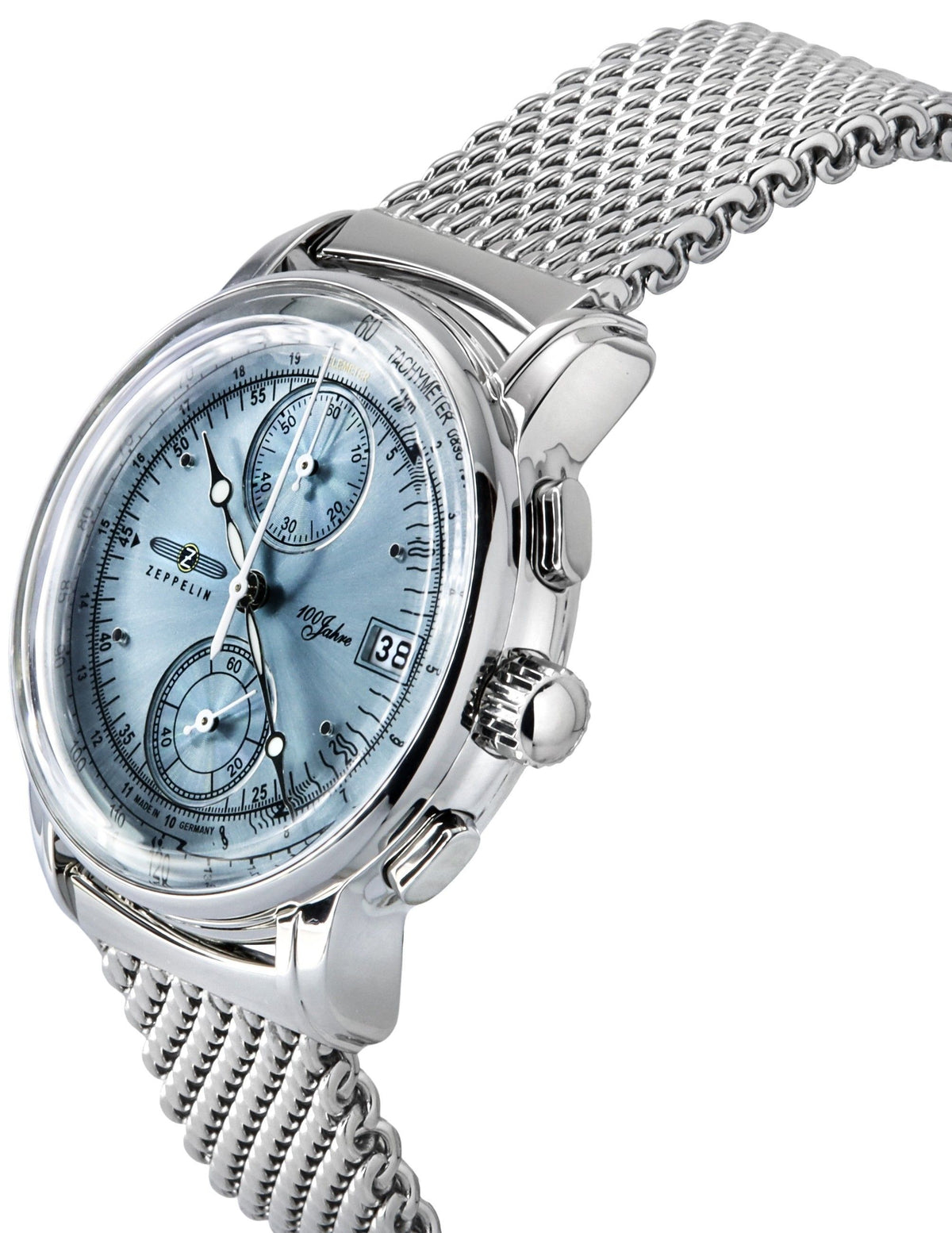 Zeppelin 100 Jahre Ed 1 Chronograph Ice Blue Dial Quartz 8670M4 Men's Watch