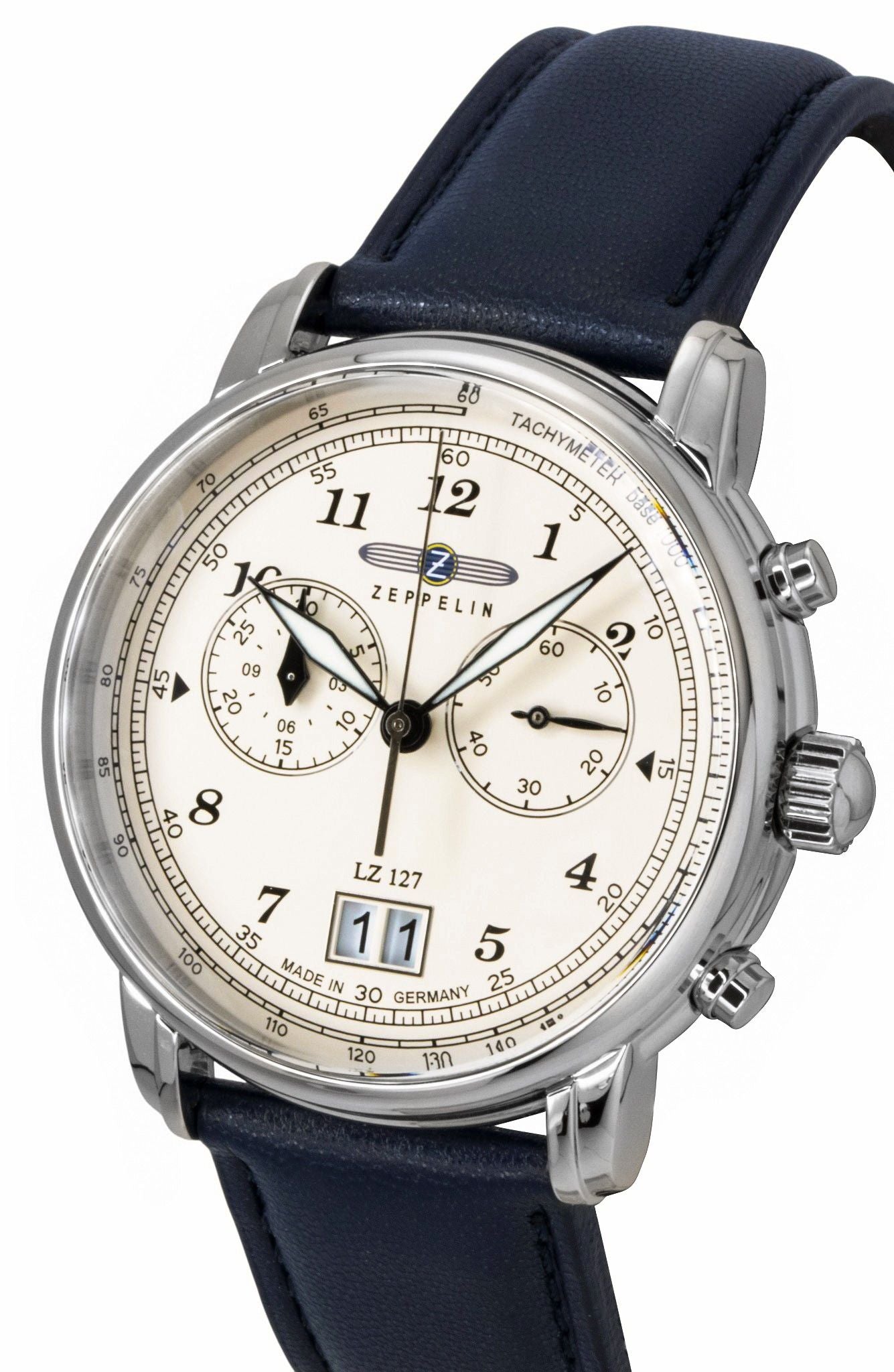 Zeppelin LZ127 Chronograph Vegan Leather Strap Beige Dial Quartz 86841 Men's Watch