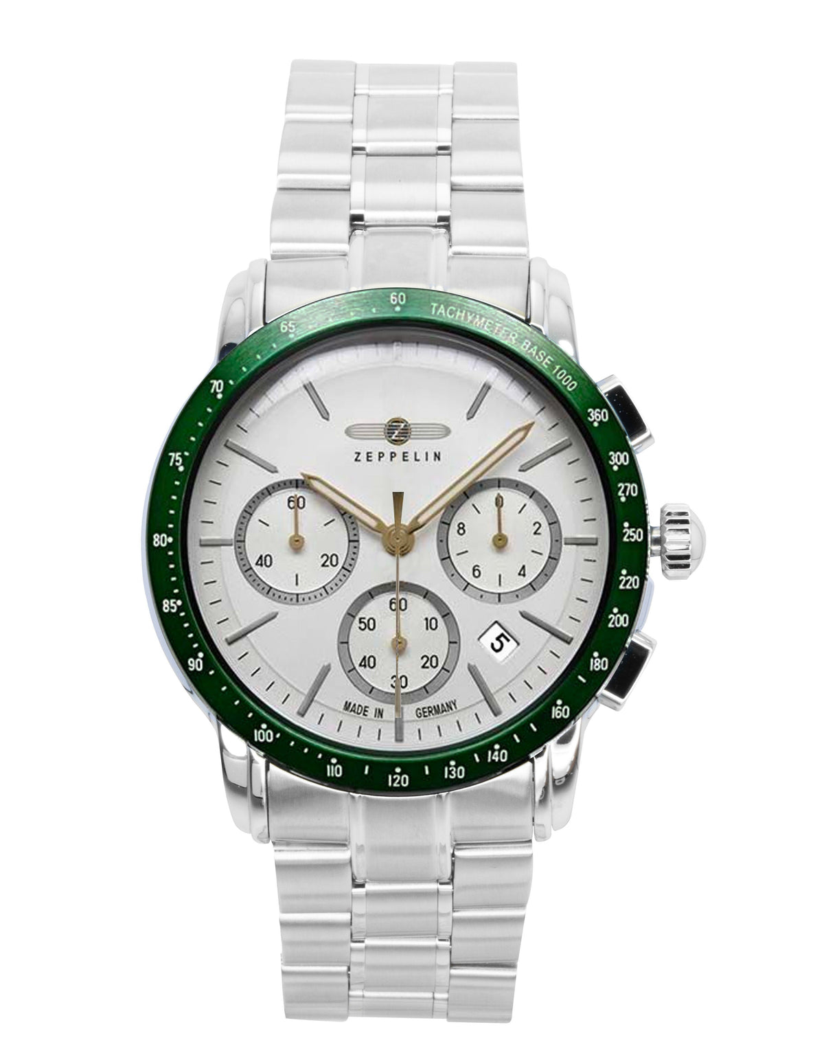 Zeppelin New York chronograaf roestvrij staal witte wijzerplaat quartz 8878MB4 herenhorloge