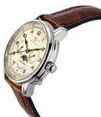 Zeppelin Mediterranean Moon Phase Lederarmband Beige Zifferblatt Quarz 96365 Herrenuhr
