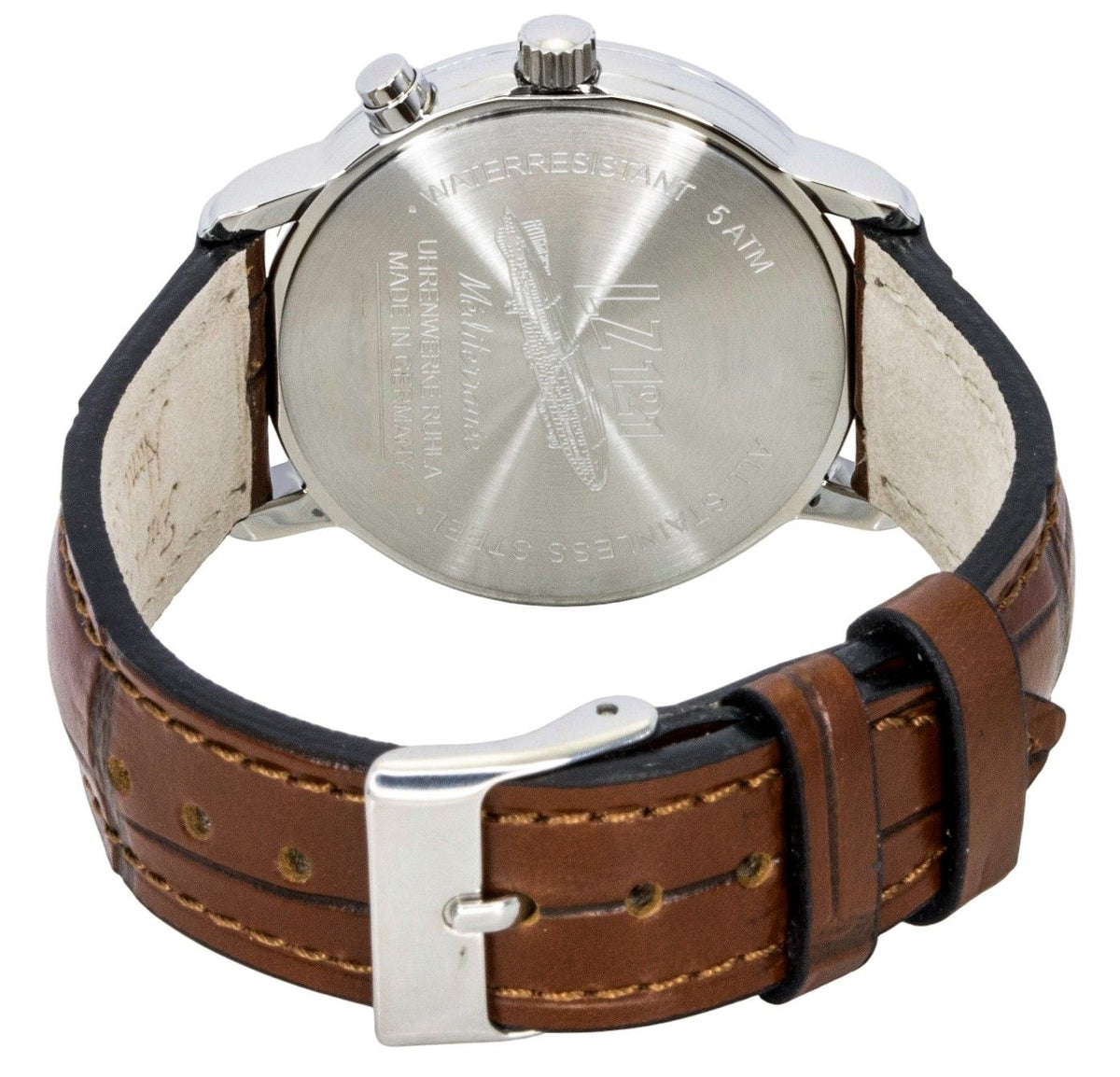 Zeppelin Mediterranee Moonphase lederen band champagne wijzerplaat quartz 96375 herenhorloge
