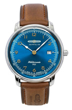 Zeppelin 100 Jahre Mediterranee Lederarmband Blaues Zifferblatt Quarz 96403 Herrenuhr