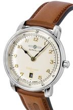 Zeppelin Mediterranee Lederarmband Beiges Zifferblatt Quarz 96405 Herrenuhr