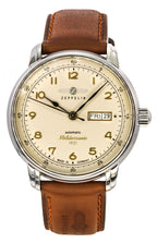 Zeppelin Mediterranee 1921 Lederarmband Beigefarbenes Zifferblatt Automatik 96645 Herrenuhr