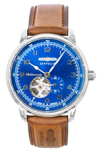 Zeppelin Mediterranee Leather Strap Open Heart Blue Dial Automatic 96663 Men's watch