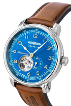 Zeppelin Mediterranee Leather Strap Open Heart Blue Dial Automatic 96663 Men's watch