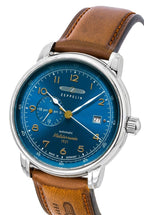 Zeppelin Mediterranee Lederarmband Blaues Zifferblatt Automatik 96683 Herrenuhr
