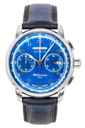 Zeppelin Mediterranee Chronograph Leather Strap Blue Dial Quartz 96703 Men's Watch