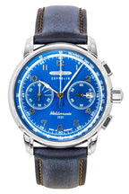 Zeppelin Mediterranee Chronograph Lederarmband Blaues Zifferblatt Quarz 96703 Herrenuhr