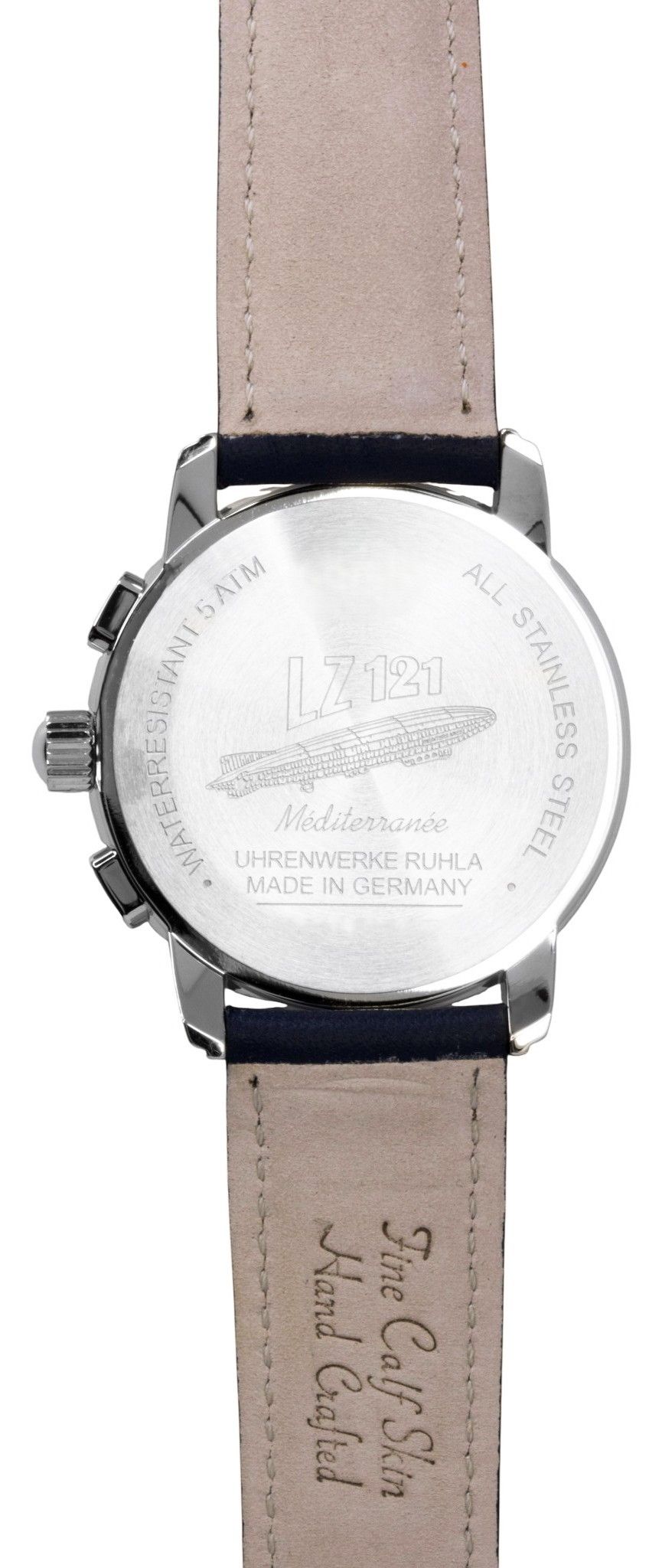 Zeppelin Mediterranee chronograaf lederen band blauwe wijzerplaat quartz 96703 herenhorloge