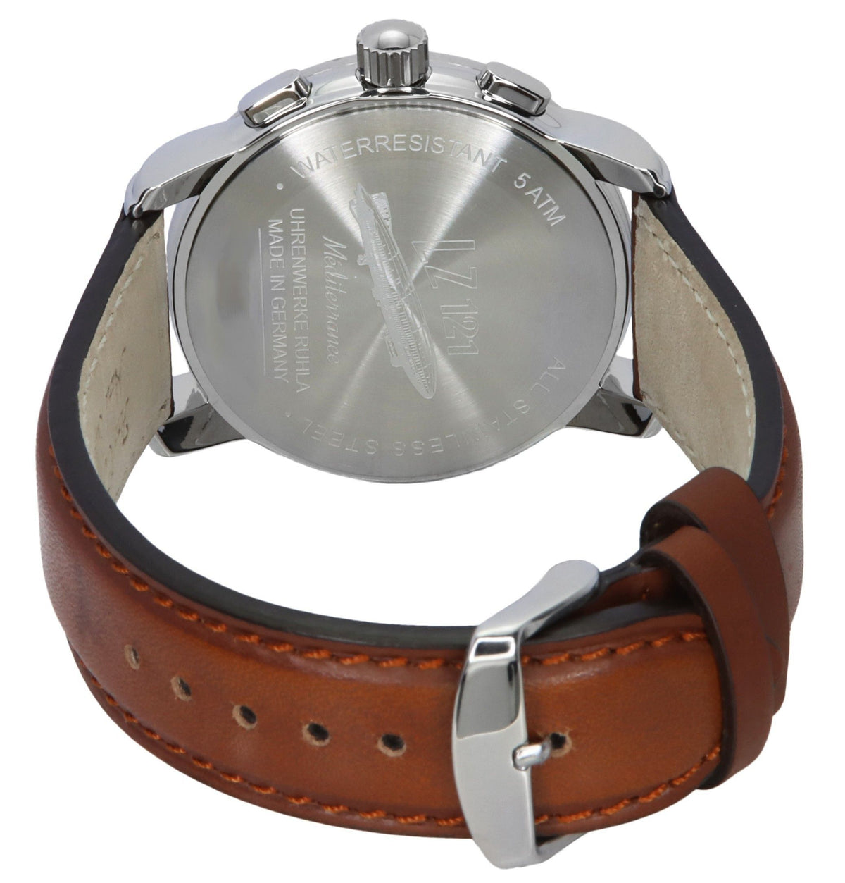 Zeppelin Mediterranee Chronograph Leather Strap Beige Dial Quartz 96705 Men's Watch