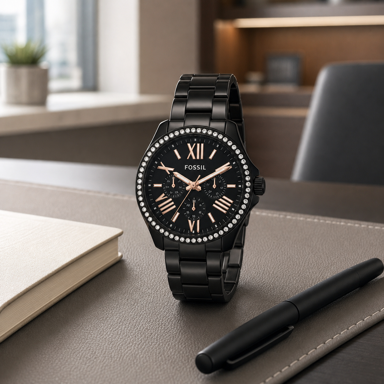 Fossil AM4522 women's watch - executive desk view