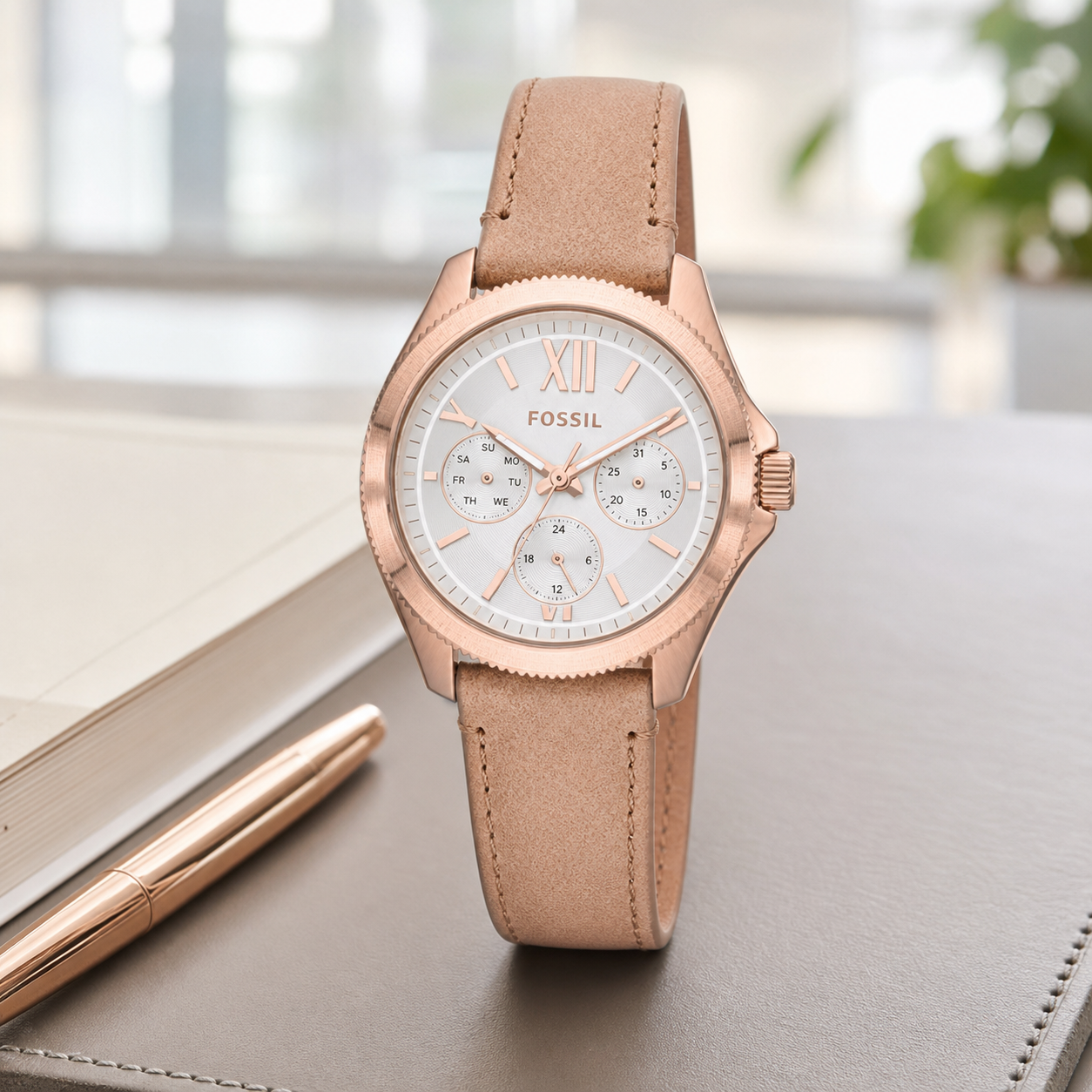 Fossil AM4532 women's watch - executive desk view